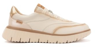 Pikolinos Deportivos en Cuero Segovia para Mujer Color Nata