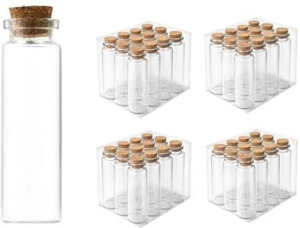 C.X.Y. Lot de 48 bouteilles en verre de 45 ml, dimensions 90 x 30 mm, petits pots en verre avec bouchon en liège, tube pour mariage, bonbonnières, décorations, cadeaux invités, bricolage