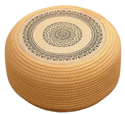 Cojín de piso: almohada grande para asiento, tapete de futón acolchado de paja hecho a mano, almohada de piso transpirable para el hogar, oficina, dormitorio, cómodo cojín para sentarse en el