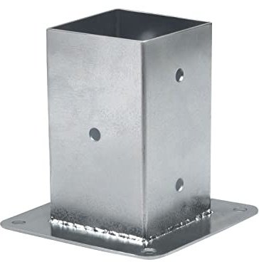 Amig - Square Floor Fixing Bracket Mod.358 in Zinc Steel, Screw Base Ideal for Fences, Posts, Fences or Wooden Beams for Gardens, Patios or Terraces, Size: 92 mm, Silver