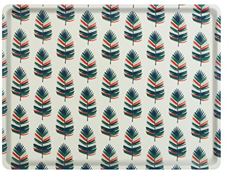 Platex 102820320S Plateau Stratifié Petit Modèle Feather Stratifié Mélaminé avec Inclusion de Tissu, Vert 28 x 20 x 0, 5 cm