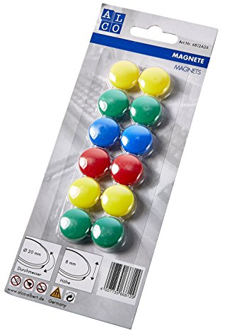 ALCO-Albert 6812A26 - Flachmagnete Ø20mm, 12 Stück, gemischt