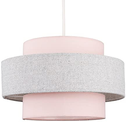 MiniSun | Modern Ceiling Light Shade in a Pink and Grey Herringbone Finish | Pendant Lights, Home Décor & Improvement Essential | 30cm Shade Width