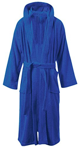 Unisex Mens Womens 100% Luxury Egyptian Cotton Super Soft Terry Towelling Bath Robe Ladies Dressing Gowns Towel Bathrobe Nightwear (UK, Alpha, One Size, Regular, Regular, Royal Blue/Hooded)