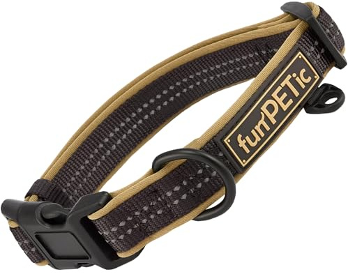 funPETic Hundehalsband - Verschiedene Größen, gepolstert, reflektierend, für große und kleine Hunde (XS - Braun)