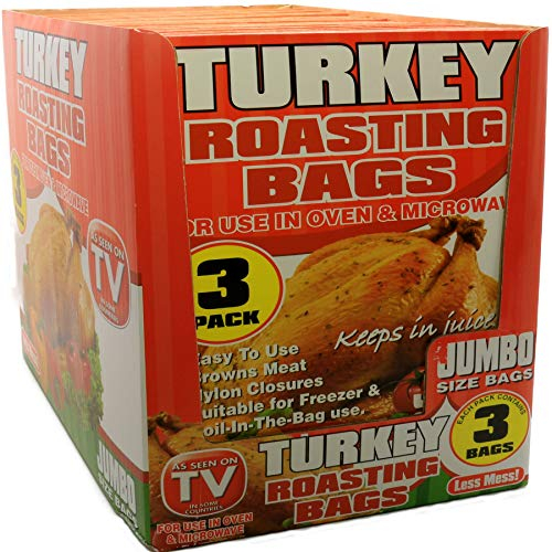 3Pc Oven Roasting Bags 'As Seen On TV' Easy to Use, Seals in Juices & Flavour for Meats (550mm x 600mm) Turkey, Chicken, Beef, Pork & Fish