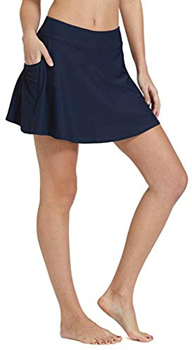 Lazzboy Bademode Hosen Damen Bikini Rcok Wassersport Bikinihose Mit Short Frauen Bottom Tankini Schwimmrock Tasche Beach Dress(Marine,L)