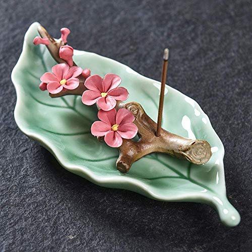 PAYNAN Creative Censer Home Keramik Blätter Pfirsichblüten Zweige Räucherstäbchenhalter