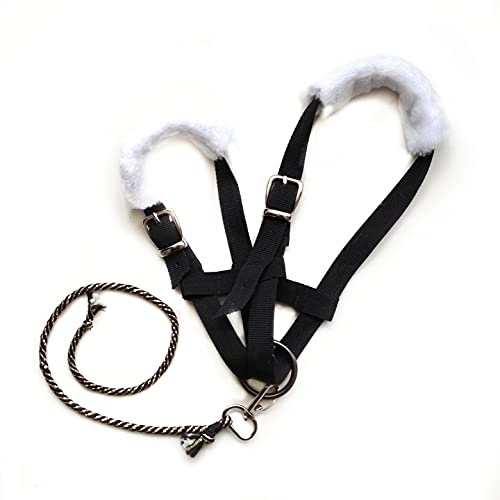 Horse Related Gifts Black Halter for Hobby Horse - Accessory with Adjustable Buckles, Suitable for Different Horse Head Sizes