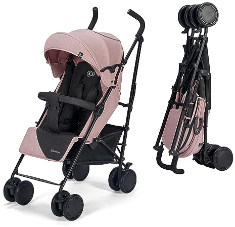 Kinderkraft Poussette Canne SIESTA, Parapluie, Pliable/Compacte, Position allongée, jusqu'à 22 kg, Rose