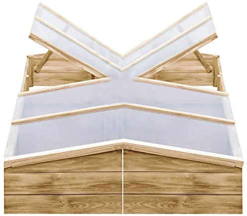 2 Stücke Gewächshäuser Frühbeet aus Holz und PVC-Platten Frühbeetkasten wetterfest, Gewächshaus Treibhaus Pflanzenbeet Anzuchtkasten für Jungpflanzen Garten Balkon, 200x50x35 cm