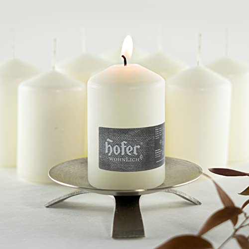 HOFER STUMPENKERZEN SET 50 x 80 mm – elfenbein, creme, champagner | besonders lange Brenndauer ca. 18 Std. | kleine Stumpen Kerzen | Großpackung | 10er Kerzen Set