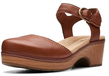Clarks Women's Paizlee Bay Clog, Tan Leather, 7.5
