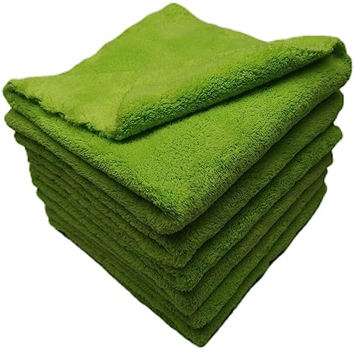 SOFTBATFY Edgeless Mikrofaser Handtuch für Autos, Auto Trocknen, Waschen, Detailieren, Polieren, 500 g/m², 6 Stück, 40,6 x 40,6 cm (Lime Green)