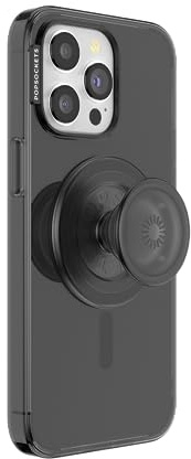 PopSockets: PopCase PlantCore für MagSafe - Pflanzliche Handyhülle für iPhone 15 Pro Max mit einem MagSafe-kompatiblen PopGrip - Handyständer und Griff mit austauschbarer Top - Black Translucent
