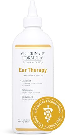 Veterinary Formula Clinical Care Ear Therapy, 8 oz. – Cat and Dog Ear Cleaner – Helps Soothe Itchiness and Clean The Ear Canal of Debris and Buildup
