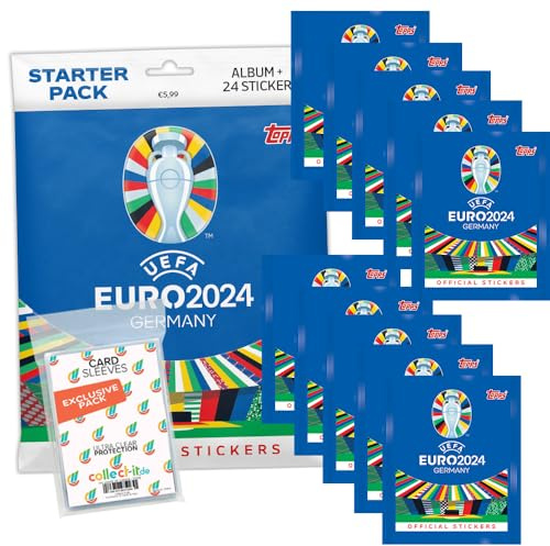 Bundle mit UEFA EURO 2024 Germany - Sammelsticker - 1 Starter + 10 Tüten + Exklusive collect-it Hüllen