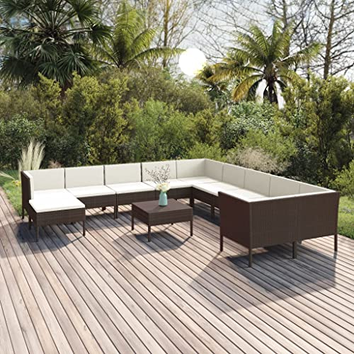 DYRJDJWIDHW europaletten,gartenmöbel Set,palettenkissen,12-TLG. Garten-Lounge-Set mit Auflagen Poly Rattan BraunGeeignet für Garten, Swimmingpool, Wohnzimmer, Terrasse