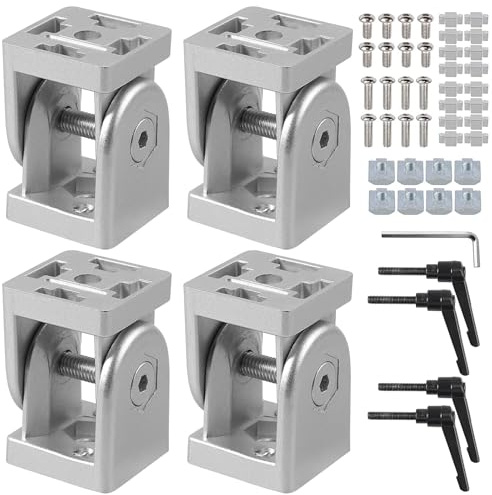 COLFULINE 4PCS Conector de Articulación Perfil de Aluminio 40x40 Ranura 8, Conector de ángulo Ajustable Aleación de Zinc, Bisagra Flexible 180 ° Rotación, con Palanca de Sujeción