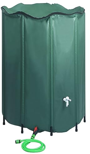 Regenwassertank Faltbar mit Hahn, Chaduof Wassertank, Regentonne, Wassertonne, Regenfass, Wasserfass, Regenrinnen Ablauf Regentonne, 1500 L