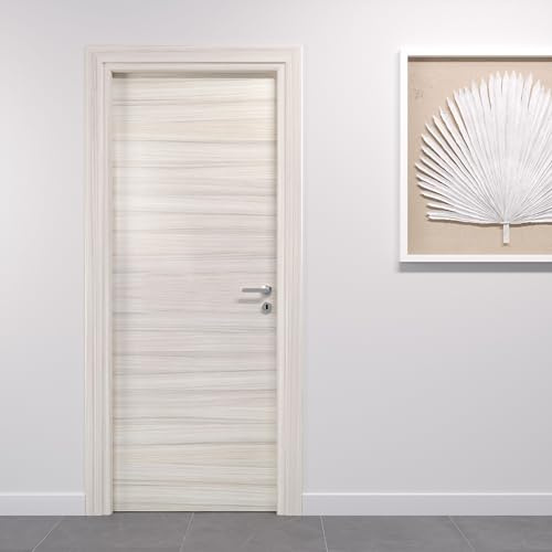 Porte Italiane, Porta Interna a Battente in Laminato High Density, Telaio in Legno e Coprifili Waterproof, con Serratura e Maniglia Hoppe Silver, 70x210 cm con Apertura SX, Colore Palissandro White