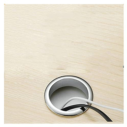 Kabeldurchführung Schreibtisch,Kabeldurchführung Zinklegierung Runde Stecker Abdeckung Tisch Kabel Outlet Tülle Kabinett Lüftungsloch Dekorative Schreibtisch Drahthalter Möbel Hardware (Color : Silve