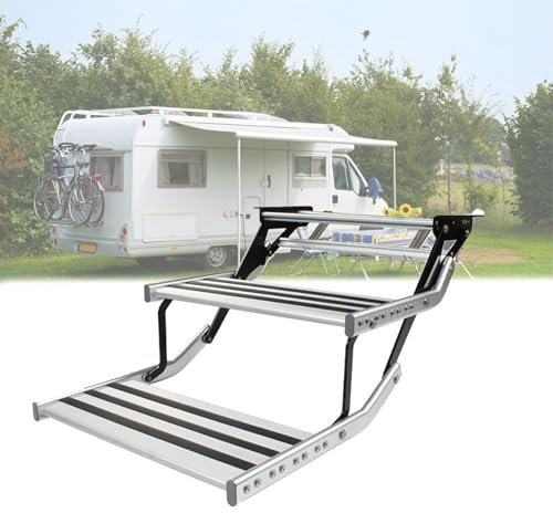 Kindevieft Marchepied pour Camping-Car, Marchepied ExtéRieur pour Camping-Car, Marchepied Portable pour Camping-Car, Marchepied D'EntréE pour Quai, AntidéRapant, Supporte 150 Kg,DoubleLayer