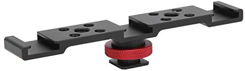 Blitzschuh-Verlängerungsstangenhalterung, Blitzschuh-Montageplattenadapter, Blitzschuh-Halterung aus Aluminiumlegierung für DSLR-Kamera, Mikrofon, Stativ, LED-Videoleuchte, (Schwarz)
