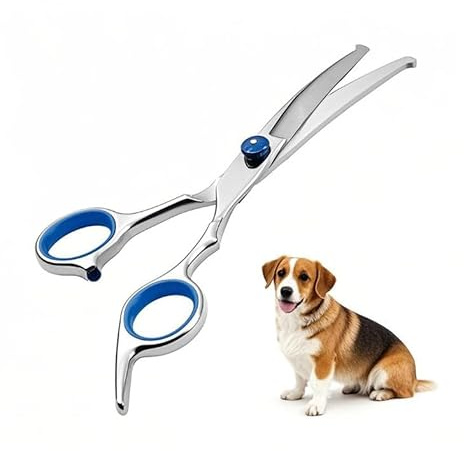 NJCXOLA Hunde Scheren, Fellschere für Hunde und Katzen, Gebogene Schere Hundeschere Set Profi Runder Grooming Schere, Katzenpflege-Schere, Hundepflege-Schere für Katze und Anderen Haustieren