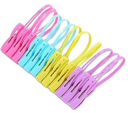 OKUMEYR 24pièces Lot de Pinces à Linge Plastique Multicolores Résistantes Au Vent Clips Polyvalents pour Vêtements Serviettes Et Corde à Linge Solides Et Réutilisables pour Maison Et