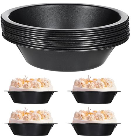 HOFURME 10 Pieces 4 Inch Small Pie Pan Mini Black Pot Pie Tins Round Tart Pans for Baking Carbon Steel Pizza Nonstick Plate Bakeware Set Oven Air Fryer Cake Bread Meat Dessert