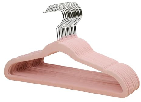 ManGotree Kids sammet hängare, halkfri barnklädhängare, platsbesparande skolbarn hängare med vridkrok, 35cm Premium filthängare för kappa, kostymer, skjorta, byxor (14 Pack, rosa)