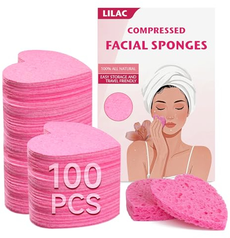 100 Count Compressed Facial Sponges Natural Cellulose Eco-Friendly Makeup Sponges for Gentle Cleansing, Stubborn Makeup Removal Travel & Home Beauty Essentials for Women