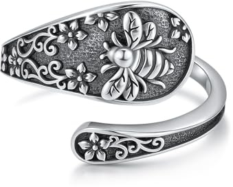 Spoon Rings for Women 925 Sterling Silver Vintage Boho Adjustable Thumb Ring Victorian Jewellery Birthday Gifts for Women Mom Grandma