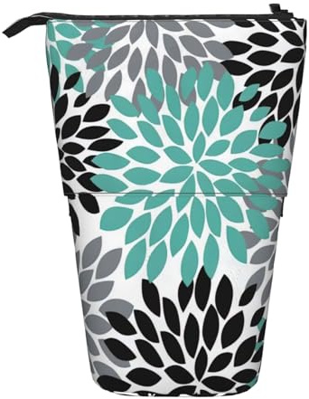LGHDFYO 1 trousse télescopique avec fermeture éclair pour homme et femme Motif fleur de dahlia, Noir/blanc, One Size, tendance.