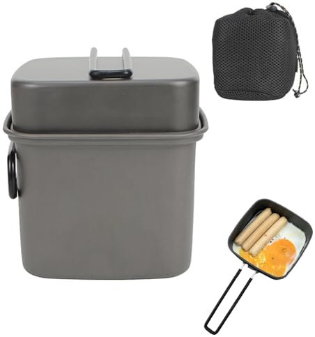 Ustensiles de cuisine de camping : ensemble de cuisine de camping, kit d'ustensiles de cuisine en aluminium en plein air | Pot portable antiadhésif et poêle pour voyage en randonnée de pique-nique