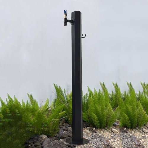 Fontana da giardino a colonna d'acqua da esterno in acciaio inossidabile con rubinetto indipendente base esagonale fontana per patio e cortile elegante e durevole decorazione da giardino