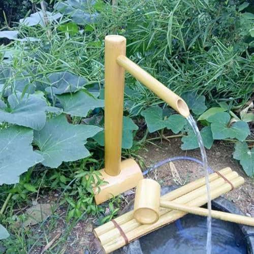 Fontana In Bambù Con Pompa, Fontana Da Giardino Esterno, Kit Fontana Zen Laghetto In Bambù E Fontana Da Giardino, Fontana Feng Shui In Bambù Giapponese H70-80cm
