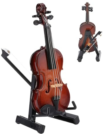 Holz Miniatur Violine Modell Miniatur Violinen Figur Mit Ständer | Sammlerstück Holz Deko Schreibtischschmuck Für Wohnzimmer Arbeitszimmer Büro