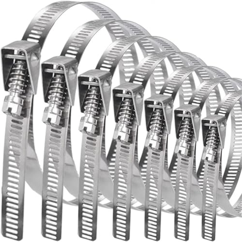 Collier de serrage à boucle en acier inoxydable, extra long, à dégagement rapide, sangles de serrage réglables for conduits de tuyaux(5pcs 1.3x50cm)