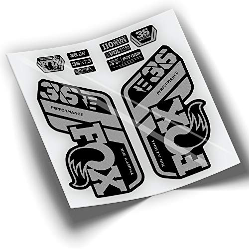 Ref: VP431 Aufkleber, kompatibel mit FOX 36 Gabel, 2021–2025, Performance, MTB, Sticker, Aufkleber, Aufkleber für Mountainbikes, (Silber)