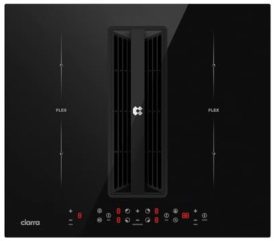 CIARRA One CBBEH594BBFF Piano Cottura a Induzione con Cappa Integrata 7kW 59cm, Piano Induzione 4 Fuochi | Sistema Plasma | PowerBoost | Flex Zone