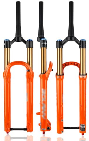HZXQCVB Bici Forcella Air 27,5 29'' Forcella Anteriore Ammortizzata MTB Escursione 140mm Tubo Conico Ritorno Regolabile Boost Perno Passante 15x110mm(Orange,29'')