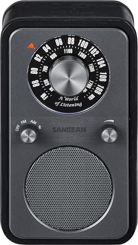 Sangean WR-9 Radio FM Bluetooth portátil, diseño retro en carcasa de madera auténtica, para casa y de viaje, batería integrada para 54 horas de reproducción de música, roble medianoche