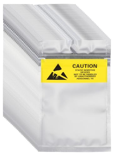 QUARKZMAN 100 Pcs Bolsas Antiestáticas 2.8 x 4.5 Bolsa De Blindaje ESD Reutilizable con Etiquetas para Disco Duro HDD SSD Dispositivos Electrónicos Placas Madre, Plateado