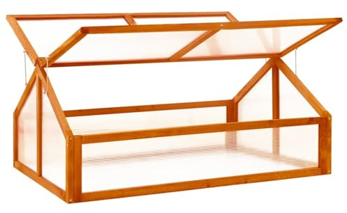 Serra in legno di abete, mini serra per giardino 114x80x50 cm, protezione piante dal freddo, coltivazione erbe aromatiche e ortaggi, copertura per piante in legno massello, ideale per interni ed ester