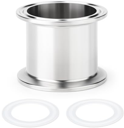 AOICXB 1/2 Tre Clip 64MM Diametro Esterno Manicotto Flangia Tubo Sanitario Corto Tondo Senza Saldatura in Acciaio Inossidabile 304(2 Tri Clamp(2 Length/51MM))