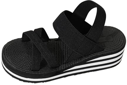 Genérico Sandalias Mujer Plataforma Sandalias Confort de Verano para Mujer,Cómodas,Abiertas,Anchas,Elegantes,Descalzas,con Tacón de Cuña Y Cuerda Confort (Black,41)