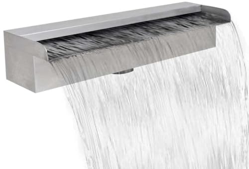 LoogCape Waterfall Fountain Stainless Steel 45 cm for Pool Garden Pond Indoor Outdoor Decoration Waterfall Water Feature with 32 mm Connection and Durable Technology