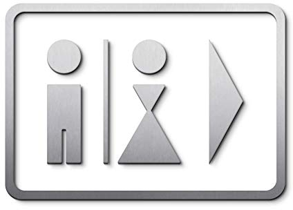 Wegweiser WC Edelstahl, rechts o. links - PHOS Design